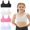 Sascina Girls' Training Bras Seamless Teen Girls Sports Bras Ultra Comfort Soft Tween Bras 10-16 Removeable Padding Black+Bone White+Rose Pink+Candy Blue view 1