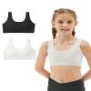 Sascina Girls Sports Bras 10-12 Seamless Teen Girls Sports Bra Ultra Comfort Soft Tween Bras 10-16 Removeable Padding Black+Bone White view 1