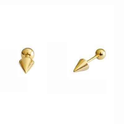 20G Minimalist Spike Ball Cartilage Stud Earrings for Women 925 Sterling Silver Small Cone Edgy Tragus Post Studs Barbell Screw Back Piercing Earring Fashion Jewelry (Gold S)