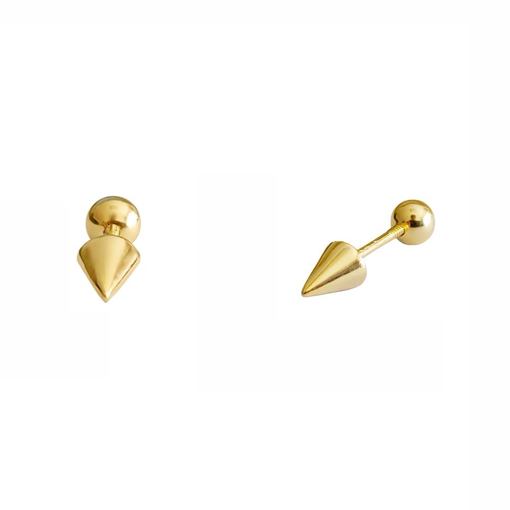 20G Minimalist Spike Ball Cartilage Stud Earrings for Women 925 Sterling Silver Small Cone Edgy Tragus Post Studs Barbell Screw Back Piercing Earring Fashion Jewelry (Gold S)