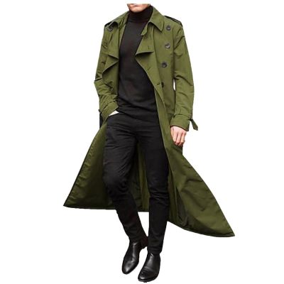 Men's Windbreaker Jacket, Winter Trendy Mid Length Lapel Classic Long Sleeve Button Casual Fashion Sherpa Lined Flannel Hunting Clothes (Army Green, Large)