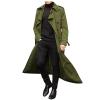 Men's Windbreaker Jacket, Winter Trendy Mid Length Lapel Classic Long Sleeve Button Casual Fashion Sherpa Lined Flannel Hunting Clothes (Army Green, Large) view 1