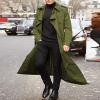 Men's Windbreaker Jacket, Winter Trendy Mid Length Lapel Classic Long Sleeve Button Casual Fashion Sherpa Lined Flannel Hunting Clothes (Army Green, Large) view 2