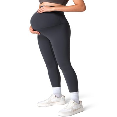 Colorfulkoala Womens Dreamlux Maternity Leggings Over The Belly 28" Inseam Soft Activewear Yoga Pregnancy Pants(XL, Dark Carbon)