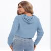milanpavilion Blue Hoodies for Women,Long Sleeve Crop Top Hoodies for Teen Girls Women's Drawstring Cropped Hoodie Casual Plain Workout Crop Tops Sweatshirt view 2