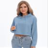 milanpavilion Blue Hoodies for Women,Long Sleeve Crop Top Hoodies for Teen Girls Women's Drawstring Cropped Hoodie Casual Plain Workout Crop Tops Sweatshirt view 4