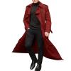 Trench Coat, Men's Trench & Rain Coats Long Sleeve Lapel Trendy Classic Mid Length Fashion Casual Button Mens Coats Winter Men Clothing Mens Snowboard Jacket(A Red,Medium) view 1