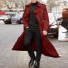 Trench Coat, Men's Trench & Rain Coats Long Sleeve Lapel Trendy Classic Mid Length Fashion Casual Button Mens Coats Winter Men Clothing Mens Snowboard Jacket(A Red,Medium) view 2