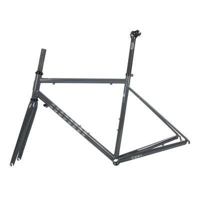 BSFHQS 700C Road Bike Frameset 44cm 47cm 50cm 53cm 56cm Bike Frame Cr-Mo Steel C Brake/Rim Brake Frame Carbon Fiber Fork Quick Release Frame F100mm R130mm QR BSA BB68mm(Gray B,56cm)