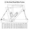 BSFHQS 700C Road Bike Frameset 44cm 47cm 50cm 53cm 56cm Bike Frame Cr-Mo Steel C Brake/Rim Brake Frame Carbon Fiber Fork Quick Release Frame F100mm R130mm QR BSA BB68mm(Gray B,56cm) view 2