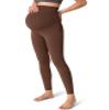 Colorfulkoala Womens Dreamlux Maternity Leggings Over The Belly 25" Inseam Soft Activewear Yoga Pregnancy Pants(S, Cocoa) view 1