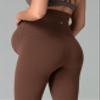 Colorfulkoala Womens Dreamlux Maternity Leggings Over The Belly 25" Inseam Soft Activewear Yoga Pregnancy Pants(S, Cocoa) view 2