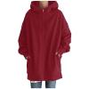 Canceled Orders On My Account Work Jacket Long Sleeve Women Ladies Overcoat Fashion Loose Solid Color Streetwear Pocket Zipper Drawstring Long-Sleeved Light (Red, Xxxl) Winter Warm Hooded Coats With view 2
