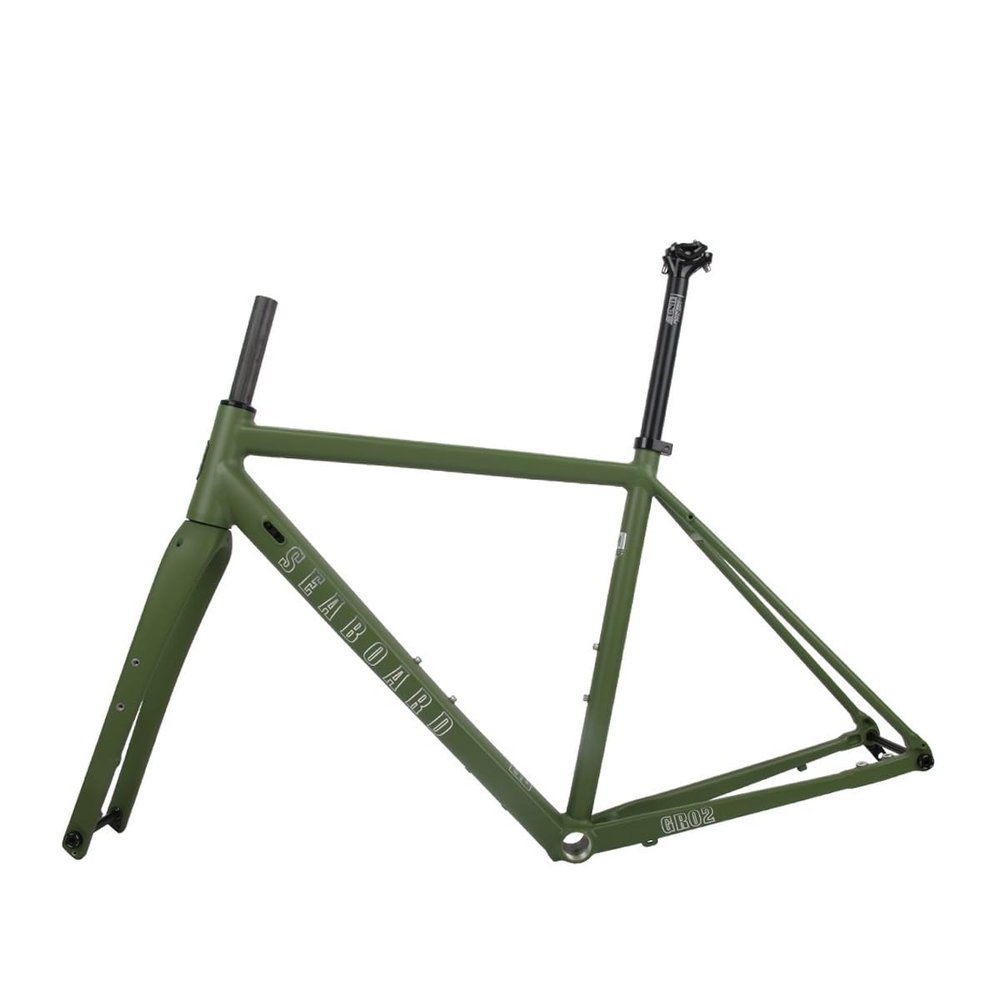 BSFHQS 700C Road Bike Frameset Gravel Bike Frame 44cm/47cm/50cm/53cm/56cm Aluminum Alloy Disc Brake Frame with Carbon Fibre Fork Thru Axle F12*100mm R12*142mm Internal Routing(Green,56cm)