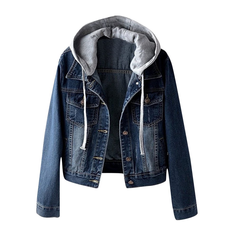 Deals Today Ladies Coat Womens Basics Down With Pocket Jean Button Vintage Short Distressed Denim Jacket Women Coat Women'S Coat Long (Dark Gray, S) Coats With Hood Warm Long ga