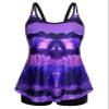 Hanna Nikole Modest Tankini Bathing Suits for Retired Women Plus Size 2 Piece Long Torso Tankini Sets Purple Tie Dye 22 Plus view 1