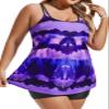 Hanna Nikole Modest Tankini Bathing Suits for Retired Women Plus Size 2 Piece Long Torso Tankini Sets Purple Tie Dye 22 Plus view 4