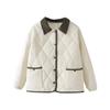 NATHGAM Women Winter Cotton Quilted Coat Casual Lightweight Puffer Jacket Long Sleeve Button Lapel Down Outerwear with Pocket view 1