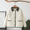 NATHGAM Women Winter Cotton Quilted Coat Casual Lightweight Puffer Jacket Long Sleeve Button Lapel Down Outerwear with Pocket view 2