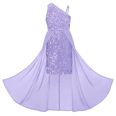 Prom Dress for Tween Girl Purple Sequin Sparkly Birthday Party Dreses Size 12-14