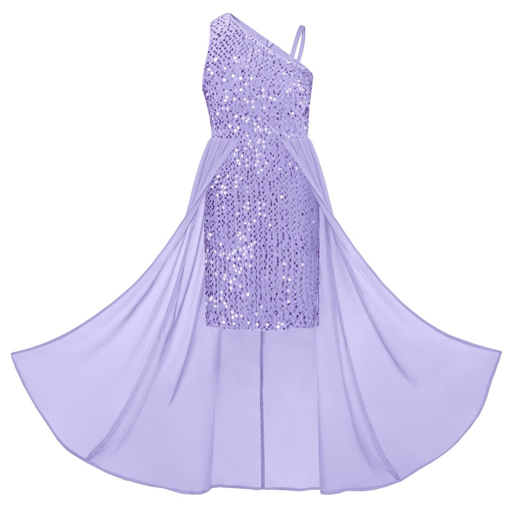 Prom Dress for Tween Girl Purple Sequin Sparkly Birthday Party Dreses Size 12-14