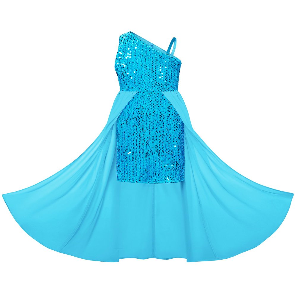 GRACE KARIN Prom Dress for Tween Girl Blue Sequin Sparkly Birthday Party Dreses Size 12-14