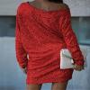 Off Shoulder Sequin Dress for Women Elegant Party Dresses Mini Cocktail Dress (Green,Small) view 2