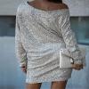 Off Shoulder Sequin Dress for Women Elegant Party Dresses Mini Cocktail Dress (Green,Small) view 4