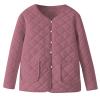 NATHGAM Quilted Jackets Women Lightweight Button Down Puffer Coats Baggy Long Sleeve Collarless Padded Outerwear with Pockets view 1