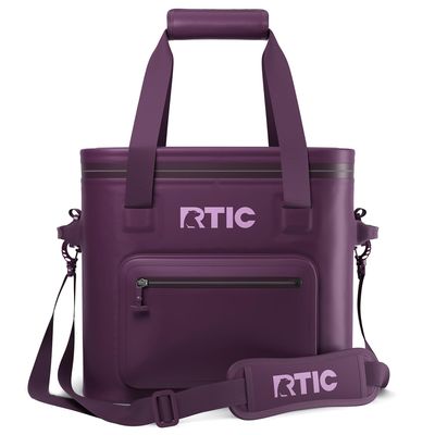 RTIC 30 Can Ultra-Tough Soft Cooler Pro, Insulated, Waterproof, Leakproof, Portable, Floating Bag for Beverage, Drink, Lunch, Outdoor, Beach, Car, Camping, Picnic, Fishing, Boat, 19L, Plum