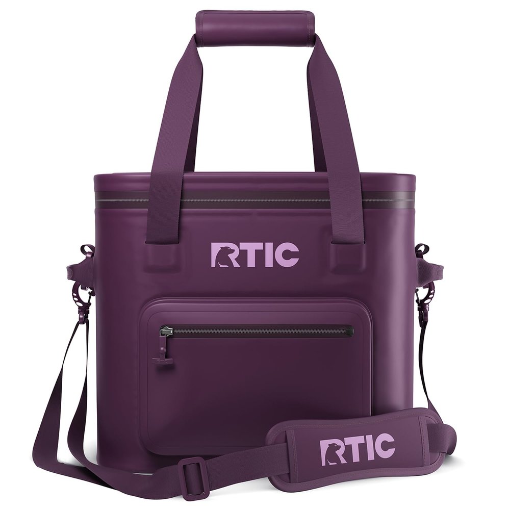 RTIC 30 Can Ultra-Tough Soft Cooler Pro, Insulated, Waterproof, Leakproof, Portable, Floating Bag for Beverage, Drink, Lunch, Outdoor, Beach, Car, Camping, Picnic, Fishing, Boat, 19L, Plum