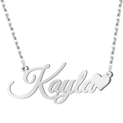 MuHsMan 925 Sterling Silver Custom Name Necklace with Heart, Personalized Jewelry for Women
