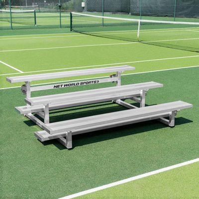 FORZA Heavy-Duty Mobile Bleachers [Optional Backrests] | Aluminum Seating for Sports Events | 2-Tier & 3-Tier Bleachers for Indoor & Outdoor Use (Without Backrest, 3-Tier, Single Bleacher)