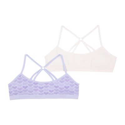 Hanes Girl's ComfortFlex Fit Seamless Racerback 2-Pack, Heart Purple/Light Buff, Small