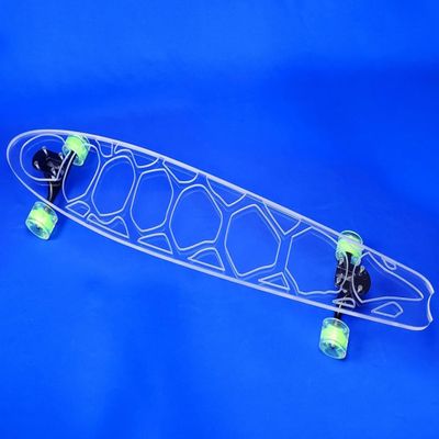 GHOST BOARDS Clear Longboard Skateboard - A Stylish Adult Skateboard with LED Wheels & No Grip Tape - Ride in Style & Turn Heads with Clear Skateboards Built for Fun, Speed & Smooth Carving
