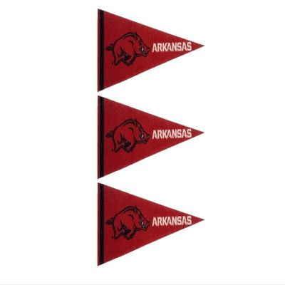 Arkansas Mini Pennants - Size: 4" x 9" - Officially Licensed - 3 Pennants Per Pack