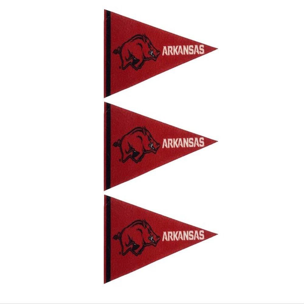 Arkansas Mini Pennants - Size: 4" x 9" - Officially Licensed - 3 Pennants Per Pack