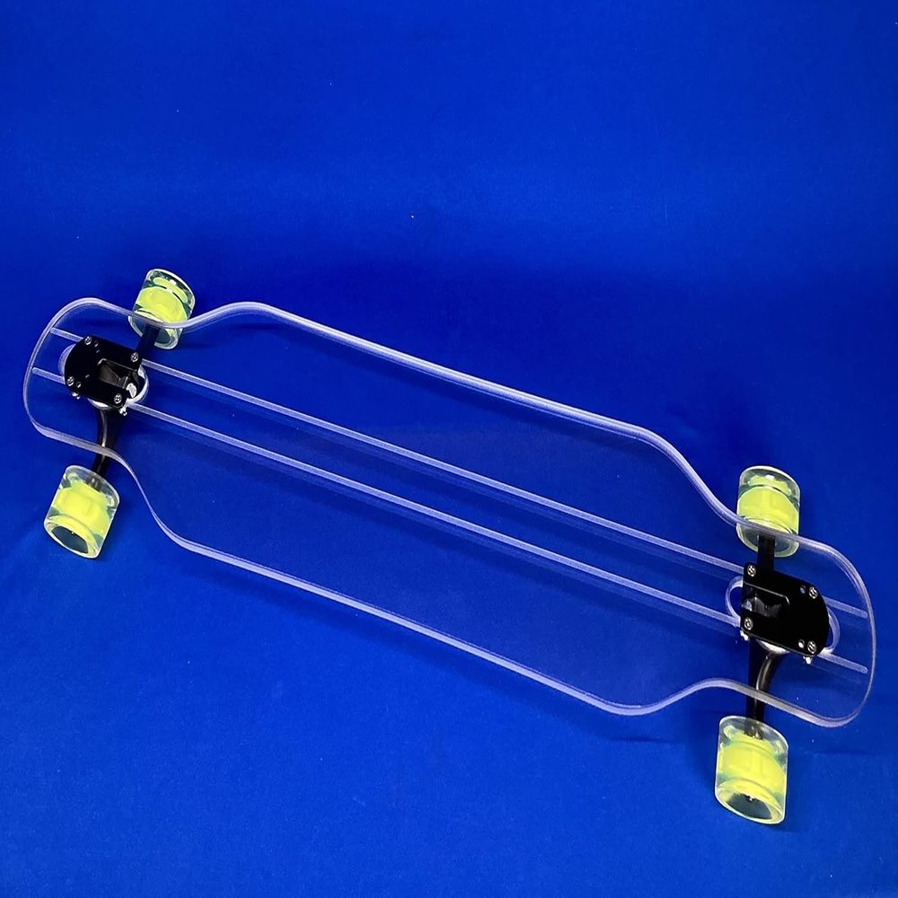 GHOST BOARDS Clear Longboard Skateboard - A Stylish Adult Skateboard with LED Wheels & No Grip Tape - Ride in Style & Turn Heads with Clear Skateboards Built for Fun, Speed & Smooth Carving