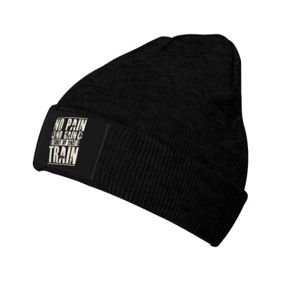 No Pain No Gain Shut Up and Train Gym Beanie Hat for Men Women Beanies Winter Warm Knit Ski Hat Skull Cap Black