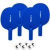 Cannon Sports Unbreakable Table Tennis Paddle Set - 4 Rackets with 6 Pack of 3-Star Table Tennis Balls  Portable Set for 4 Players (4 Royal Blue Paddles + 6 White Balls)