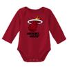 Outerstuff NBA Newborn & Infants 0-24 Months Official Primary Logo Long Sleeve Bodysuit Creeper Romper (Miami Heat - Red, 6/9 Months) view 1