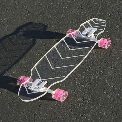 GHOST BOARDS Clear Longboard Skateboard - A Stylish Adult Skateboard with LED Wheels & No Grip Tape - Ride in Style & Turn Heads with Clear Skateboards Built for Fun, Speed & Smooth Carving