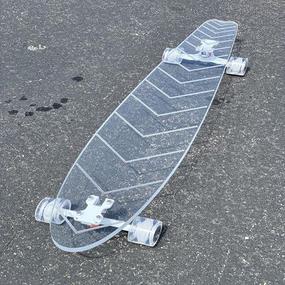 GHOST BOARDS Clear Longboard Skateboard - A Stylish Adult Skateboard with LED Wheels & No Grip Tape - Ride in Style & Turn Heads with Clear Skateboards Built for Fun, Speed & Smooth Carving