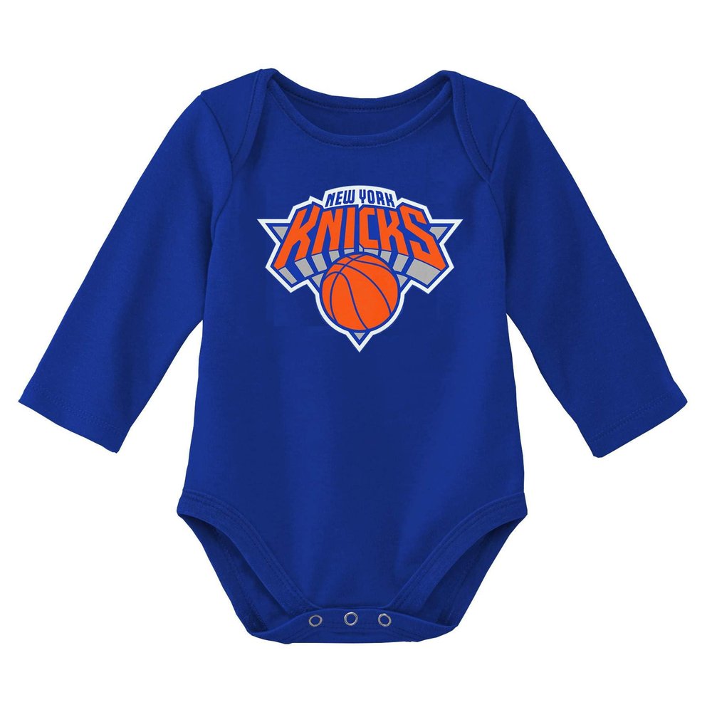 Outerstuff NBA Newborn & Infants 0-24 Months Official Primary Logo Long Sleeve Bodysuit Creeper Romper (New York Knicks - Blue, 0/3 Months)