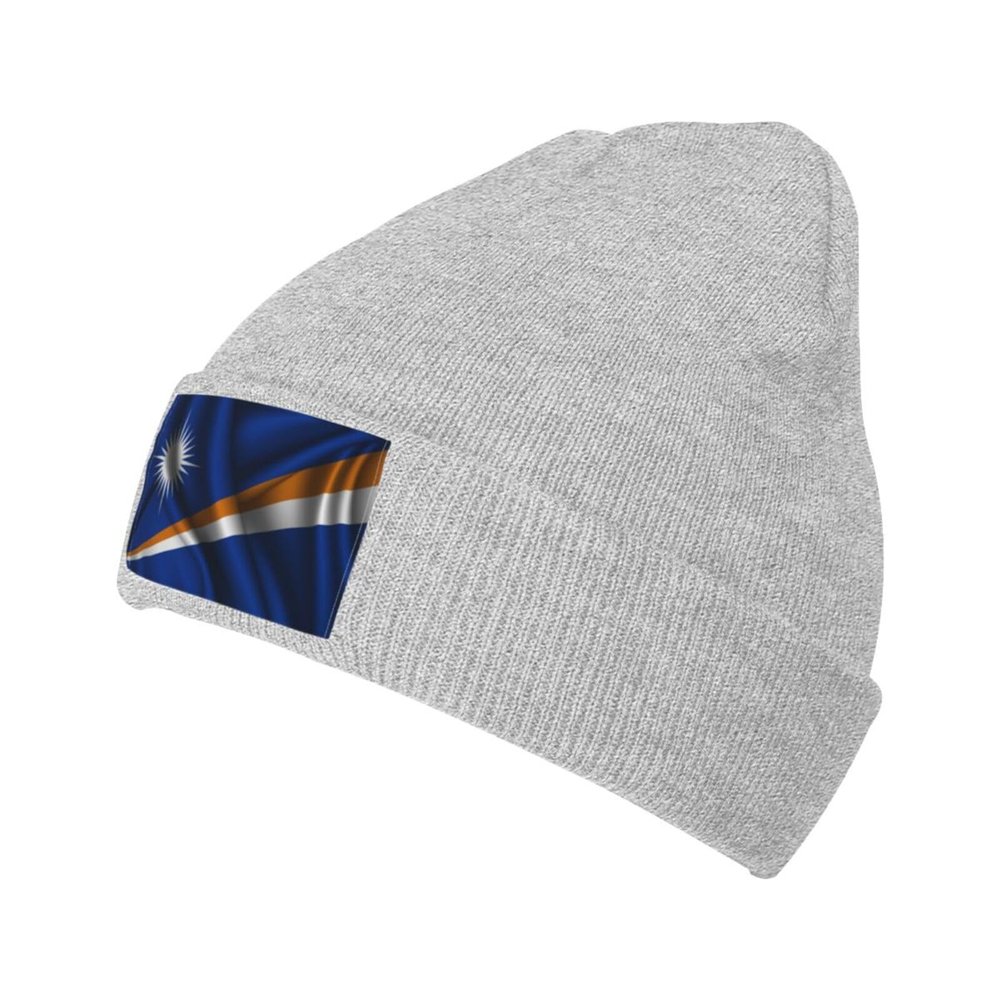 Silk Style Flag of The Marshall Islands Beanie Hat for Men Women Beanies Winter Warm Knit Ski Hat Skull Cap Gray