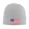 MULIHU US Flag 51 Stars Beanie Hat for Men Women Beanies Winter Warm Knit Ski Hat Skull Cap Gray view 2