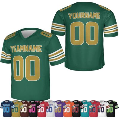 Custom Football Jersey for Men Women  Add Your Team Name Number Logo Personalized Adult Sports Shirt Customized Practice Football Uniform Green/Gold