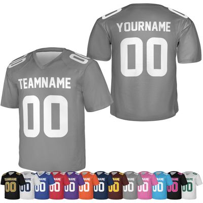 Custom Football Jersey for Men Women  Add Your Team Name Number Logo Personalized Adult Sports Shirt Customized Practice Football Uniform Silver/White