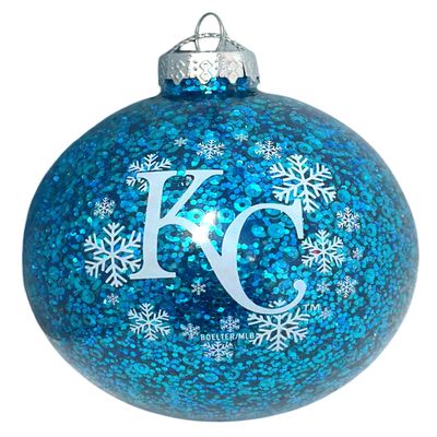 Kansas City Royals MLB Glass Glitter Ball Ornament Official Licensed Christmas Tree Decoration, Royals Logo & Colors Perfect for Baseball Fans
