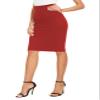EXCHIC Women's High Waist Bodycon Pencil Skirt Stretchy Knee Length Midi Skirts for Busines Casual (Red, X-Small) view 3